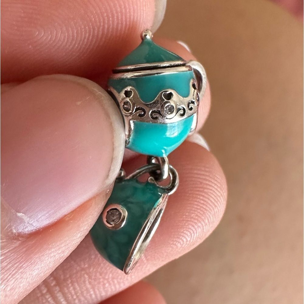 NWOT Tiffany Turquoise Tea Pot & Mug Silver 925 Pandora FIT Charm - Picture 3 of 8